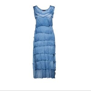 Made in Italy Women's Frayed Silk Ruffle-Layered Maxi Dress